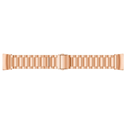 Three Beads Slingshot Buckle Solid Stainless Steel Watch Band for Fitbit Charge 3(Rose Gold) - Watch Bands by buy2fix | Online Shopping UK | buy2fix
