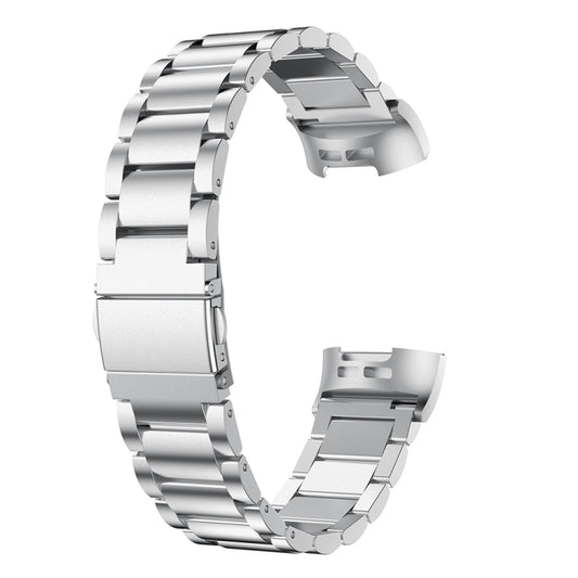 Three Beads Slingshot Buckle Solid Stainless Steel Watch Band for Fitbit Charge 3(Silver) - Watch Bands by buy2fix | Online Shopping UK | buy2fix