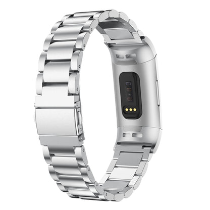 Three Beads Slingshot Buckle Solid Stainless Steel Watch Band for Fitbit Charge 3(Silver) - Watch Bands by buy2fix | Online Shopping UK | buy2fix