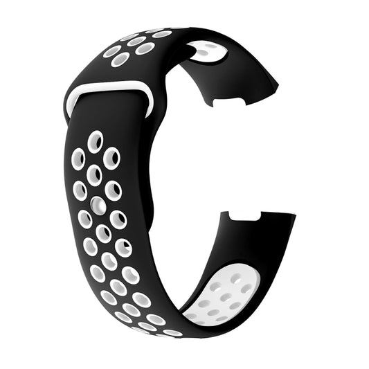 Two-color Round Hole Silicone Watch Band for Fitbit Charge 3, Watch Band Size:130-195mm(White) - Watch Bands by buy2fix | Online Shopping UK | buy2fix