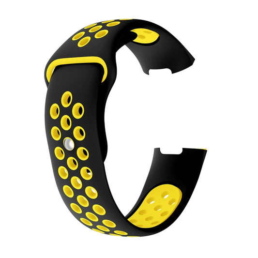 Two-color Round Hole Silicone Watch Band for Fitbit Charge 3, Watch Band Size:130-195mm(Yellow) - Watch Bands by buy2fix | Online Shopping UK | buy2fix