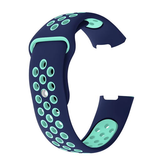 Two-color Round Hole Silicone Watch Band for Fitbit Charge 3, Watch Band Size:145-210mm(Blue Green) - Watch Bands by buy2fix | Online Shopping UK | buy2fix