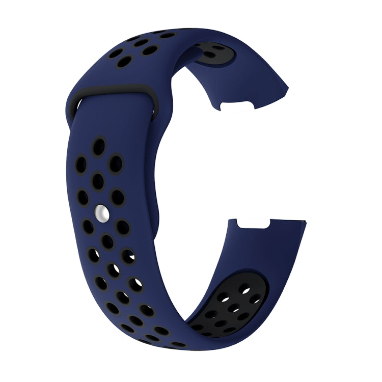 Two-color Round Hole Silicone Watch Band for Fitbit Charge 3, Watch Band Size:145-210mm(Black Blue) - Watch Bands by buy2fix | Online Shopping UK | buy2fix