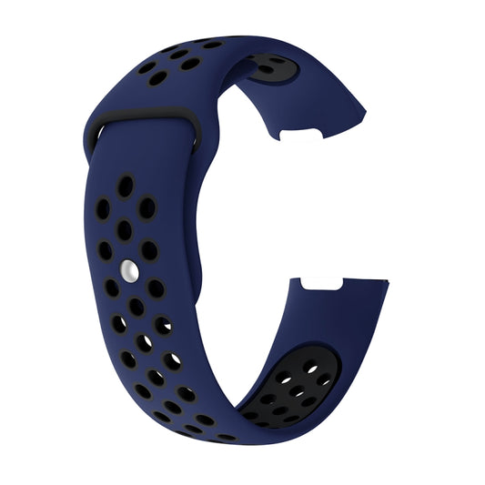 Two-color Round Hole Silicone Watch Band for Fitbit Charge 3, Watch Band Size:145-210mm(Black Blue) - Watch Bands by buy2fix | Online Shopping UK | buy2fix
