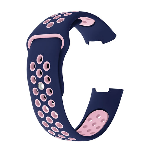 Two-color Round Hole Silicone Watch Band for Fitbit Charge 3, Watch Band Size:145-210mm(Pink Blue) - Watch Bands by buy2fix | Online Shopping UK | buy2fix