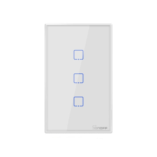 Sonoff T2 Touch 120mm Tempered Glass Panel Wall Switch Smart Home Light Touch Switch, Compatible with Alexa and Google Home, AC 100V-240V, US Plug - Smart Switch by buy2fix | Online Shopping UK | buy2fix