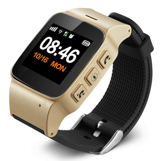 D99+ 1.22 inch HD LCD Screen GPS Smartwatch for the Elder Waterproof, Support GPS + LBS + WiFi Positioning / Two-way Dialing / Voice Monitoring / One-key First-aid / Wrist off Alarm / Safety Fence (Champagne Gold) by buy2fix