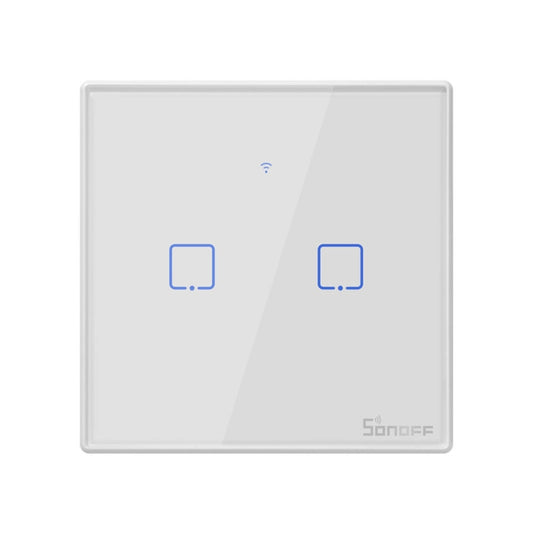 Sonoff T2 Touch 86mm Tempered Glass Panel Wall Switch Smart Home Light Touch Switch, Compatible with Alexa and Google Home, AC 100V-240V, UK Plug - Smart Switch by buy2fix | Online Shopping UK | buy2fix