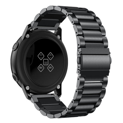 3-Beads Slingshot Buckle Solid Stainless Steel Watch Band for Galaxy Watch Active 20mm(Black) - Watch Bands by buy2fix | Online Shopping UK | buy2fix
