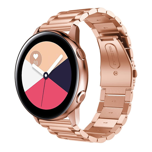3-Beads Slingshot Buckle Solid Stainless Steel Watch Band for Galaxy Watch Active 20mm (Rose Gold) - Watch Bands by buy2fix | Online Shopping UK | buy2fix