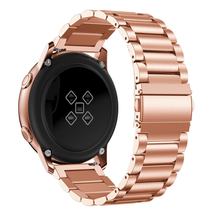 3-Beads Slingshot Buckle Solid Stainless Steel Watch Band for Galaxy Watch Active 20mm (Rose Gold) - Watch Bands by buy2fix | Online Shopping UK | buy2fix