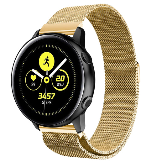 Milanis Magnetic Stainless Steel Mesh Wrist Strap WatchBand for Galaxy Watch Active 20mm(Gold) - Watch Bands by buy2fix | Online Shopping UK | buy2fix