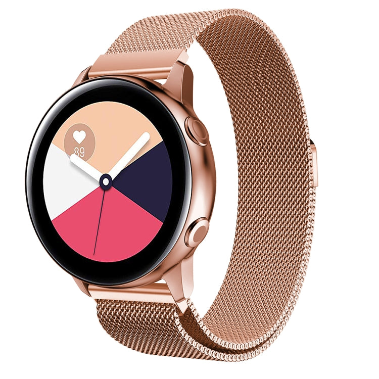 Milanis Magnetic Stainless Steel Mesh Wrist Strap WatchBand for Galaxy Watch Active 20mm(Rose Gold) - Watch Bands by buy2fix | Online Shopping UK | buy2fix