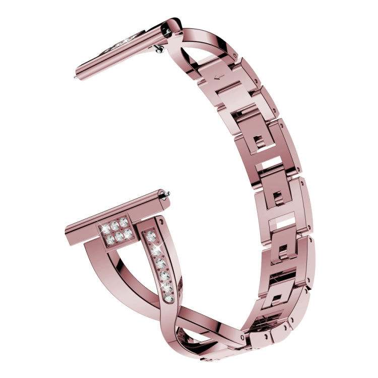 X-shaped Diamond Stainless Steel Wrist Strap WatchBand for Galaxy Watch Active 20mm(Pink) - Watch Bands by buy2fix | Online Shopping UK | buy2fix