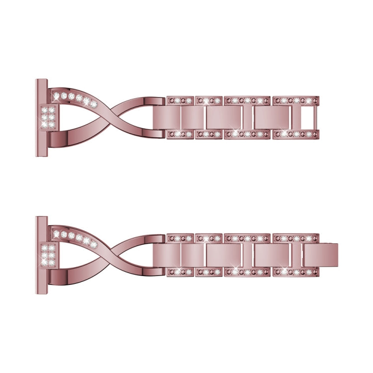 X-shaped Diamond Stainless Steel Wrist Strap WatchBand for Galaxy Watch Active 20mm(Pink) - Watch Bands by buy2fix | Online Shopping UK | buy2fix