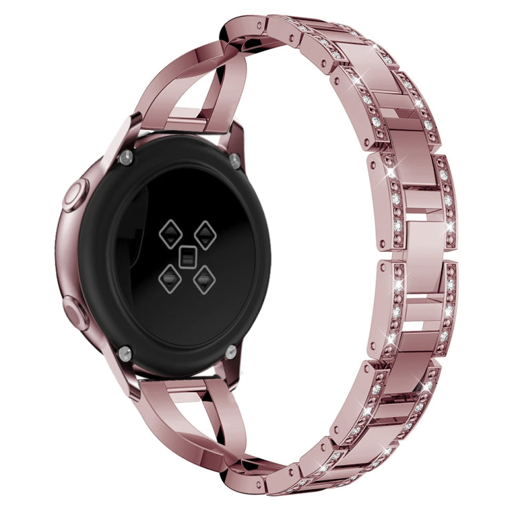 X-shaped Diamond Stainless Steel Wrist Strap WatchBand for Galaxy Watch Active 20mm(Pink) - Watch Bands by buy2fix | Online Shopping UK | buy2fix