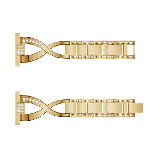 X-shaped Diamond Stainless Steel Wrist Strap WatchBand for Galaxy Watch Active 20mm(Gold) - Watch Bands by buy2fix | Online Shopping UK | buy2fix