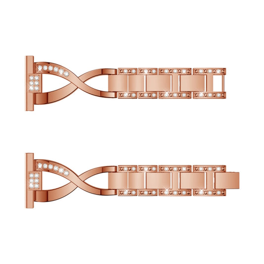 X-shaped Diamond Stainless Steel Wrist Strap WatchBand for Galaxy Watch Active 20mm(Rose Gold) - Watch Bands by buy2fix | Online Shopping UK | buy2fix