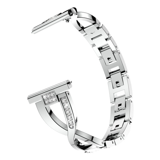 X-shaped Diamond Stainless Steel Wrist Strap WatchBand for Galaxy Watch Active 20mm(Silver) - Watch Bands by buy2fix | Online Shopping UK | buy2fix
