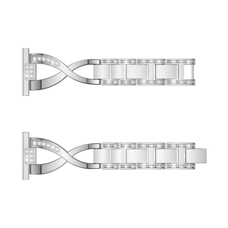 X-shaped Diamond Stainless Steel Wrist Strap WatchBand for Galaxy Watch Active 20mm(Silver) - Watch Bands by buy2fix | Online Shopping UK | buy2fix