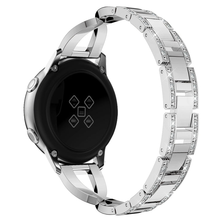 X-shaped Diamond Stainless Steel Wrist Strap WatchBand for Galaxy Watch Active 20mm(Silver) - Watch Bands by buy2fix | Online Shopping UK | buy2fix