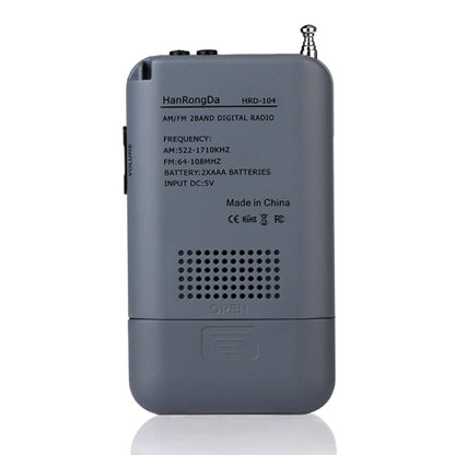 HRD-104 Mini Portable FM + AM Two Band Radio with Loudspeaker(Grey) - Radio Player by buy2fix | Online Shopping UK | buy2fix