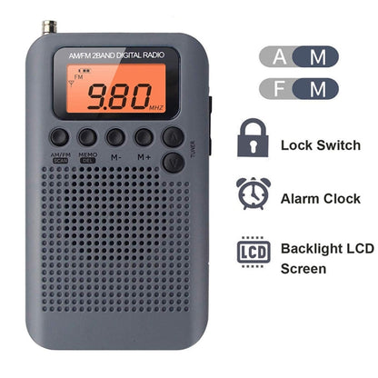 HRD-104 Mini Portable FM + AM Two Band Radio with Loudspeaker(Grey) - Radio Player by buy2fix | Online Shopping UK | buy2fix