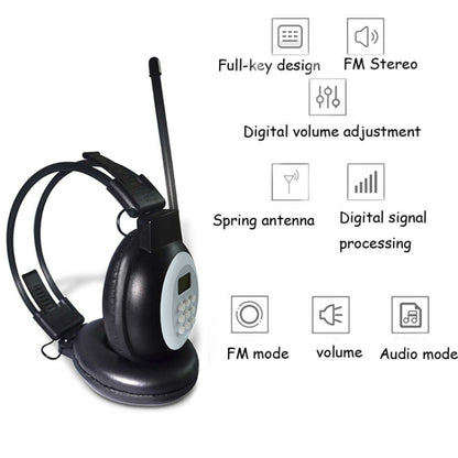 HRD-308S Portable FM Campus Radio Receiver Headset(Black) - Radio Player by buy2fix | Online Shopping UK | buy2fix