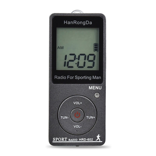 HRD-602 Digital Display FM AM Mini Sports Radio with Step Counting Function (Black) - Radio Player by buy2fix | Online Shopping UK | buy2fix