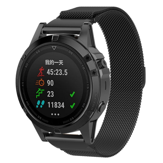 For Garmin Fenix 6S Milanese Watch Band(Black)