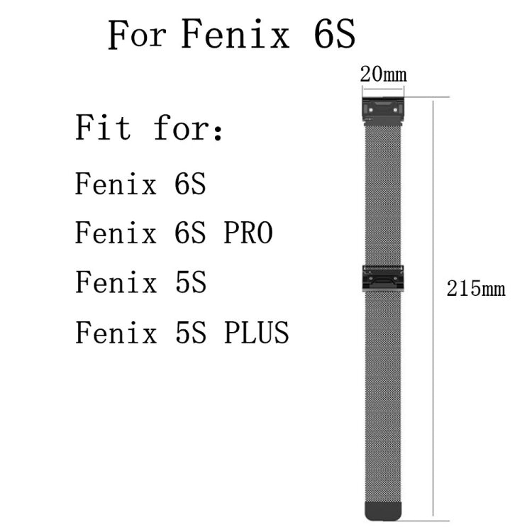 For Garmin Fenix 6S Milanese Watch Band(Black) by buy2fix