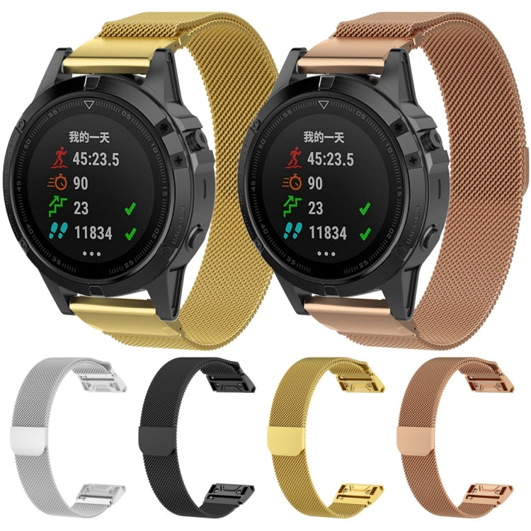 For Garmin Fenix 6X Milanese Watch Band(Rose Gold) - Watch Bands by buy2fix | Online Shopping UK | buy2fix