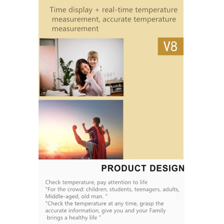 V8 Smart Temperature Monitoring Bracelet, Temperature Measurement Range: 30-45 Degrees Celsius by buy2fix
