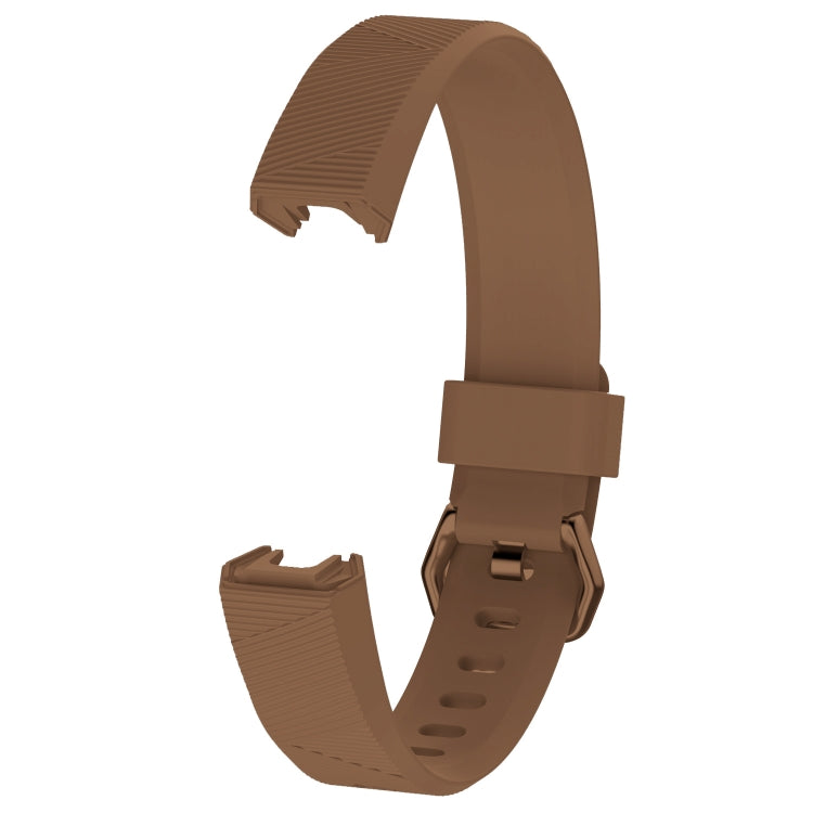 Solid Color Silicone Watch Band for FITBIT Alta / HR, Size: L(Brown) - Watch Bands by buy2fix | Online Shopping UK | buy2fix