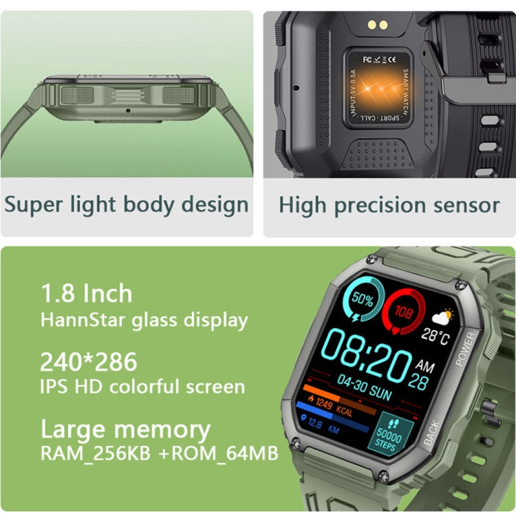 KR06 Waterproof Pedometer Sport Smart Watch, Support Heart Rate / Blood Pressure Monitoring / BT Calling(Green) by buy2fix