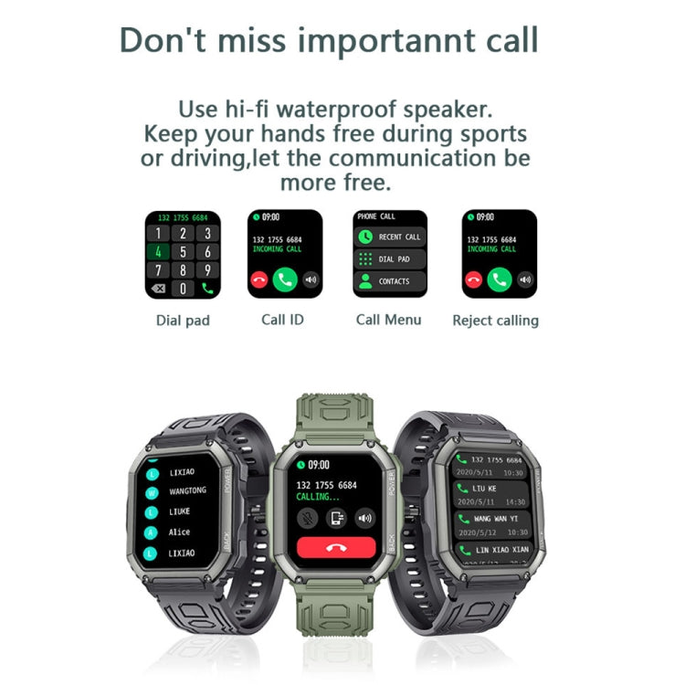 KR06 Waterproof Pedometer Sport Smart Watch, Support Heart Rate / Blood Pressure Monitoring / BT Calling(Green) by buy2fix