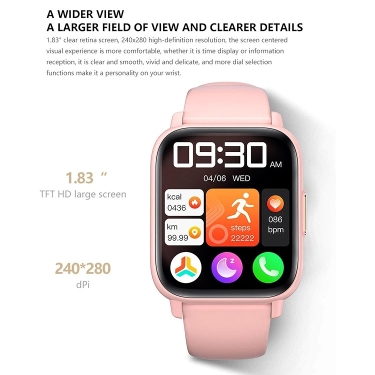 DM60 1.83 inch IP68 Waterproof Smart Watch, Support Body Temperature Monitoring / Heart Rate / Blood Oxygen / Blood Pressure Monitoring (Black) by buy2fix