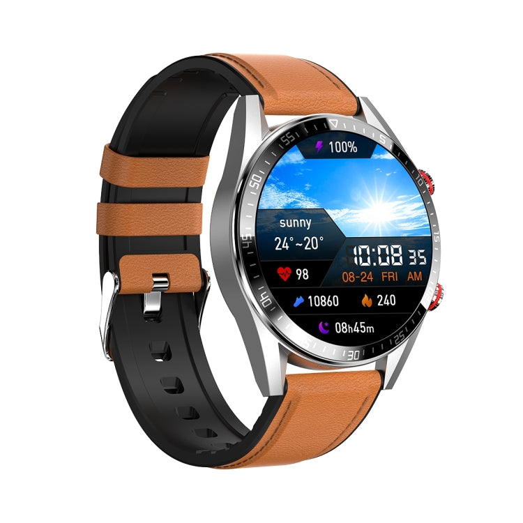 DW16 1.39 inch AMOLED Screen Smart Watch, Support Heart Rate / Blood Pressure Monitoring, Leather Strap(Brown) by buy2fix