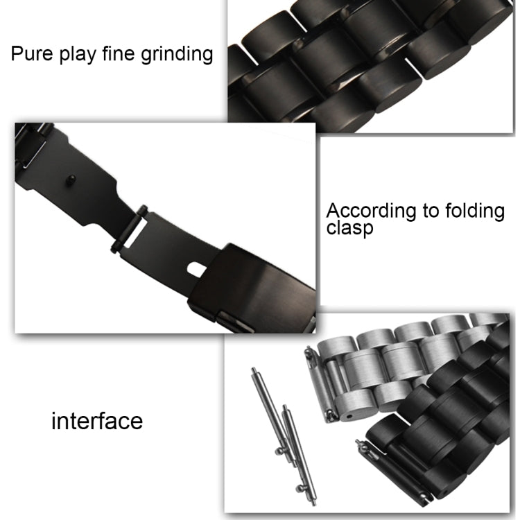 For Fitbit Blaze Smart Watch Butterfly Buckle 3 Beads Stainless Steel Watchband(Black) - Watch Bands by buy2fix | Online Shopping UK | buy2fix