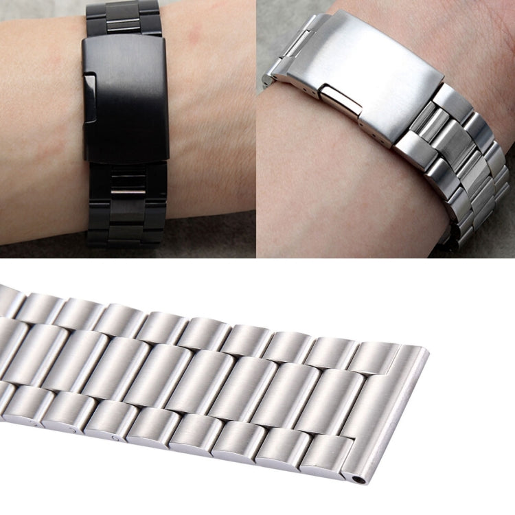 For Fitbit Blaze Smart Watch Butterfly Buckle 3 Beads Stainless Steel Watchband(Black) - Watch Bands by buy2fix | Online Shopping UK | buy2fix