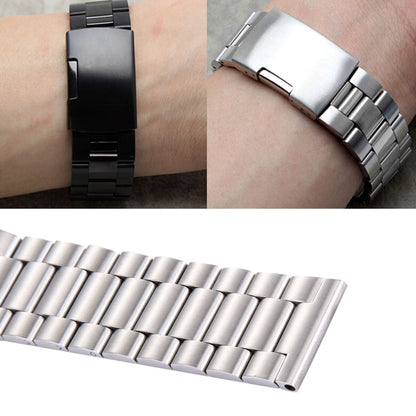 For Fitbit Blaze Smart Watch Butterfly Buckle 3 Beads Stainless Steel Watchband(Black) - Watch Bands by buy2fix | Online Shopping UK | buy2fix