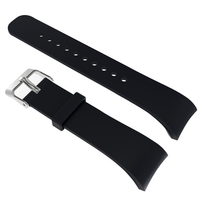 Solid Color Leather Watch Band for Galaxy Gear Fit2 R360 (Black) - Watch Bands by buy2fix | Online Shopping UK | buy2fix