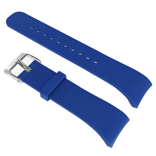 Solid Color Leather Watch Band for Galaxy Gear Fit2 R360 (Dark Blue) - Watch Bands by buy2fix | Online Shopping UK | buy2fix
