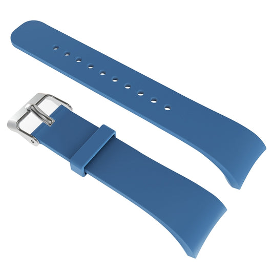 Solid Color Leather Watch Band for Galaxy Gear Fit2 R360 (Navy Blue) - Watch Bands by buy2fix | Online Shopping UK | buy2fix