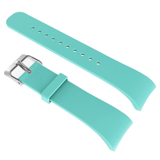 Solid Color Leather Watch Band for Galaxy Gear Fit2 R360 (Cyan) - Watch Bands by buy2fix | Online Shopping UK | buy2fix
