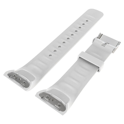 Solid Color Leather Watch Band for Galaxy Gear Fit2 R360 (White) - Watch Bands by buy2fix | Online Shopping UK | buy2fix