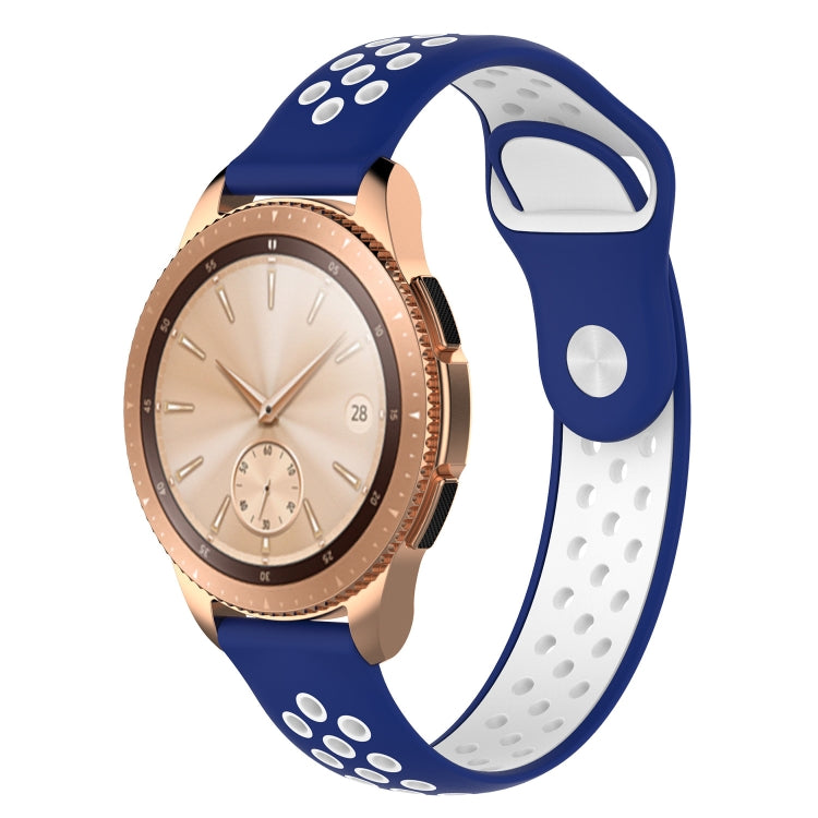Double Color Watch Band for Galaxy Watch 42mm(White Blue) - Watch Bands by buy2fix | Online Shopping UK | buy2fix