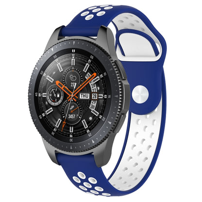 Double Color Watch Band for Galaxy Watch 46mm(White Blue) - Watch Bands by buy2fix | Online Shopping UK | buy2fix
