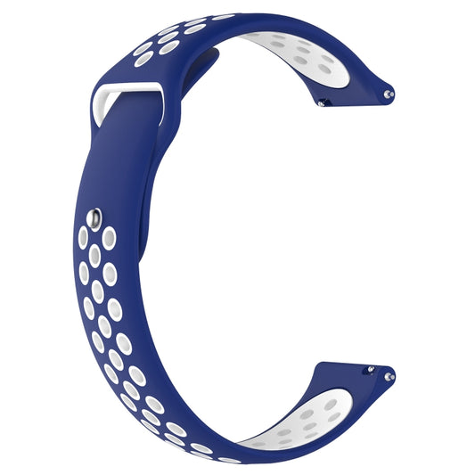 Double Color Watch Band for Galaxy Watch 46mm(White Blue) - Watch Bands by buy2fix | Online Shopping UK | buy2fix