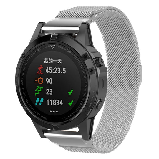 For Garmin Fenix 7S Milanese Watch Band (Silver)